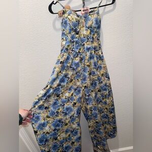 Floral Blue and Yellow Jumpsuit